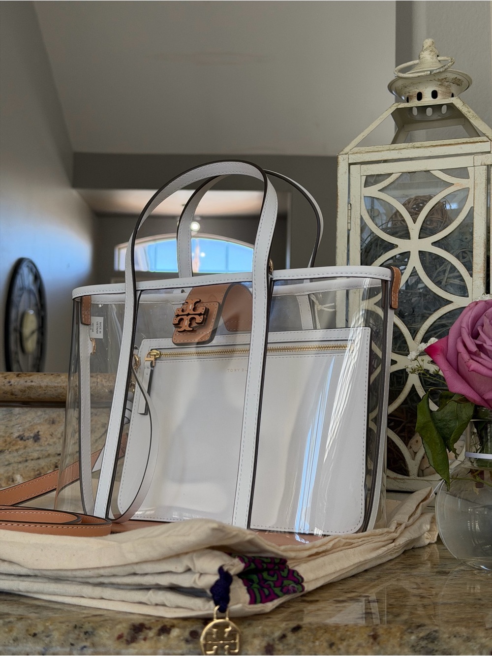 Tory Burch Blake Clear Small Tote Crossbody Clear / Optic White NWT